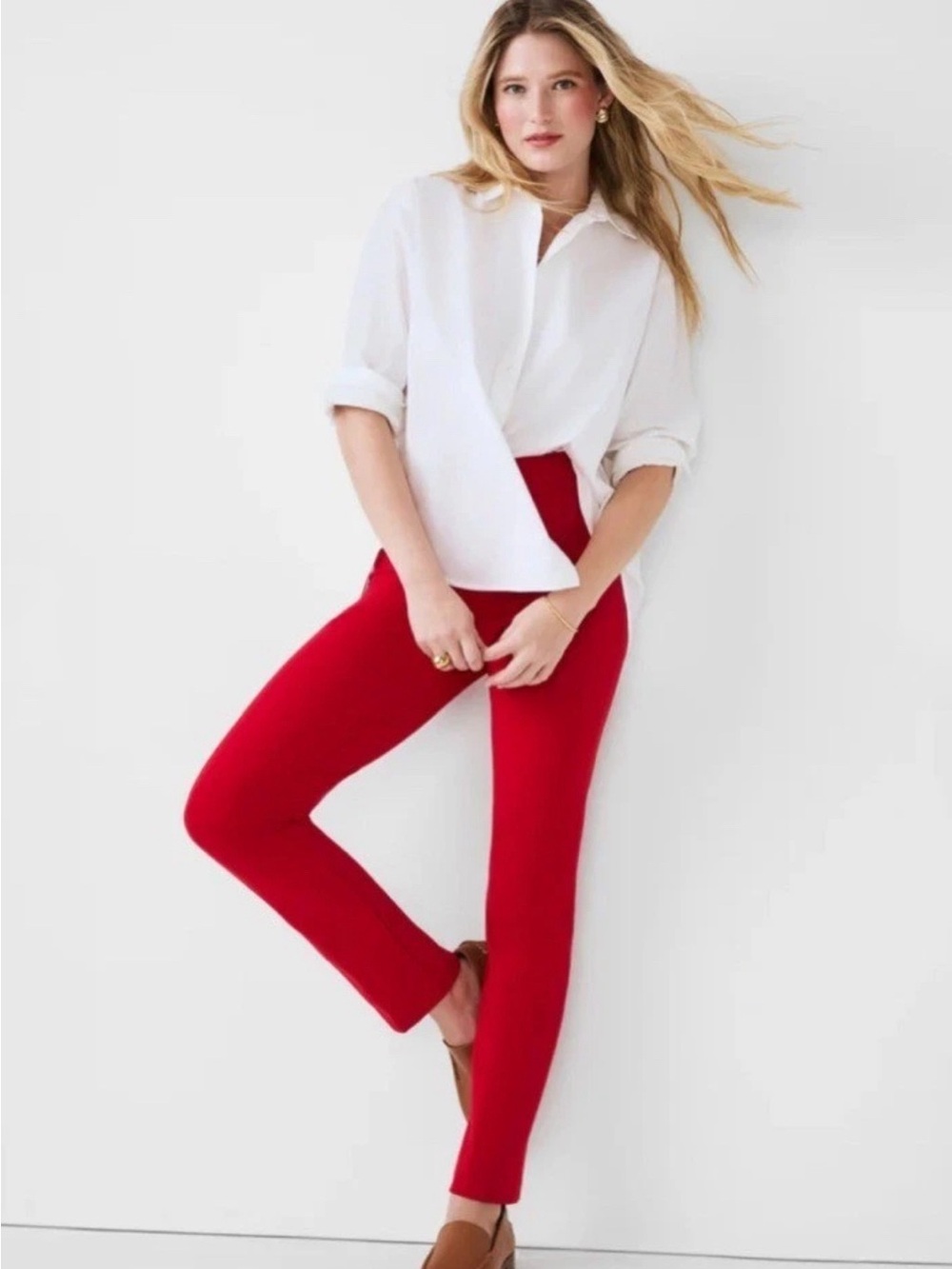 NWT Spanx On-the-Go Ankle Slim Straight Pant 20365R in Red | Size XS